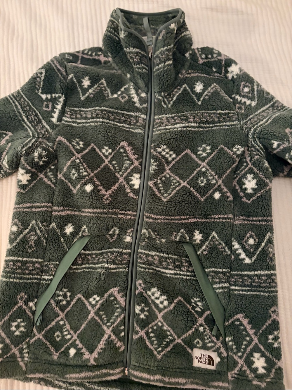 The North Face Womens Green Sherpa Full-Zip Jacket